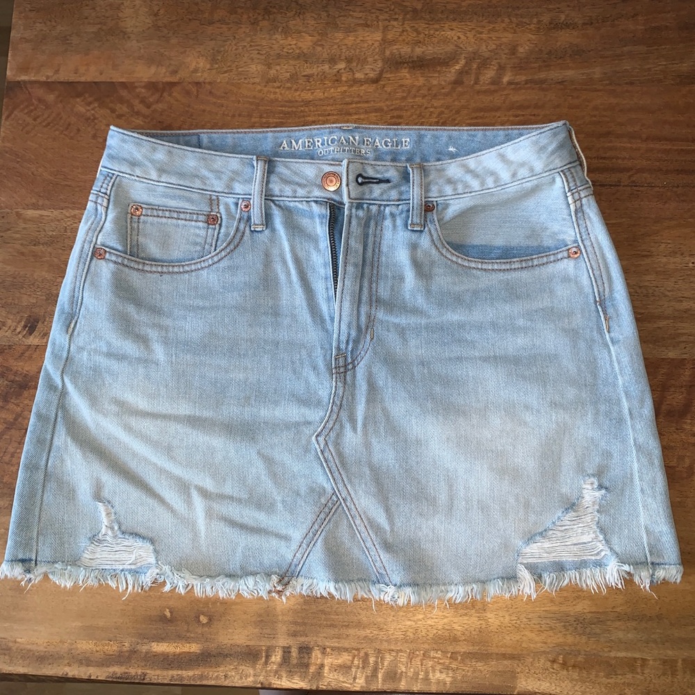 American Eagle Distressed Denim Jean Skirt